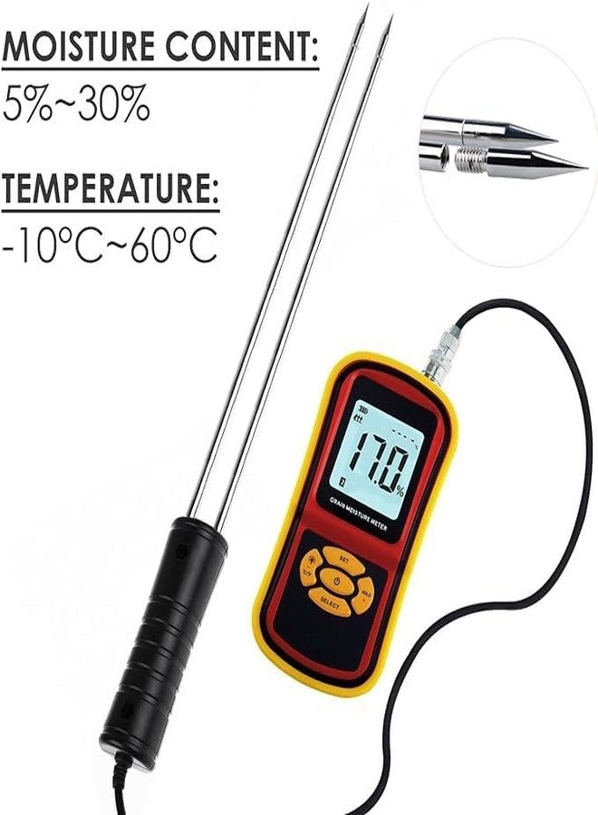 R-TEK Grain Moisture Meter with Long Measuring Probe & Digital Display For 8 Types of Grains Moisture Testing Meter - Image 4
